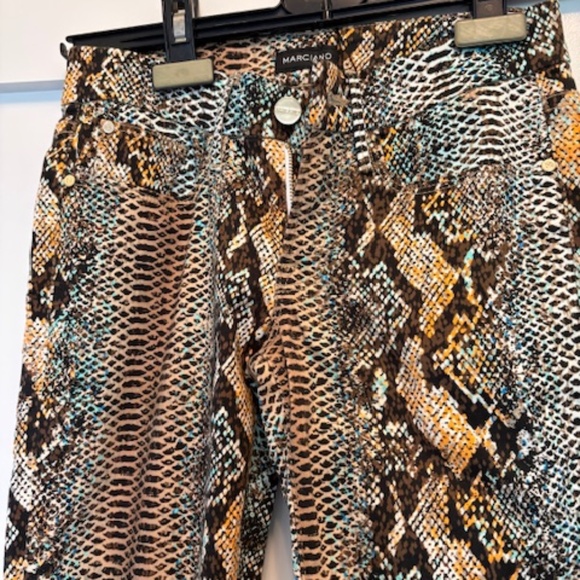 MARCIANO Luxe Denim sz 23 waist low-rise skinny jeans reptile snake print - Picture 3 of 16